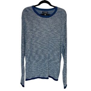 Treasure and Bond Space Dye Cotton Sweater Blue White Marl Mens Large New